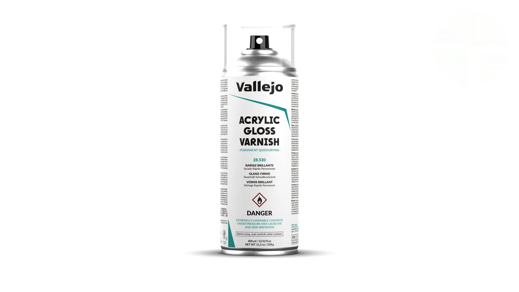 Sprej Vallejo Aerosol 28530 Gloss Varnish, lesklý lak ve spreji 400 ml