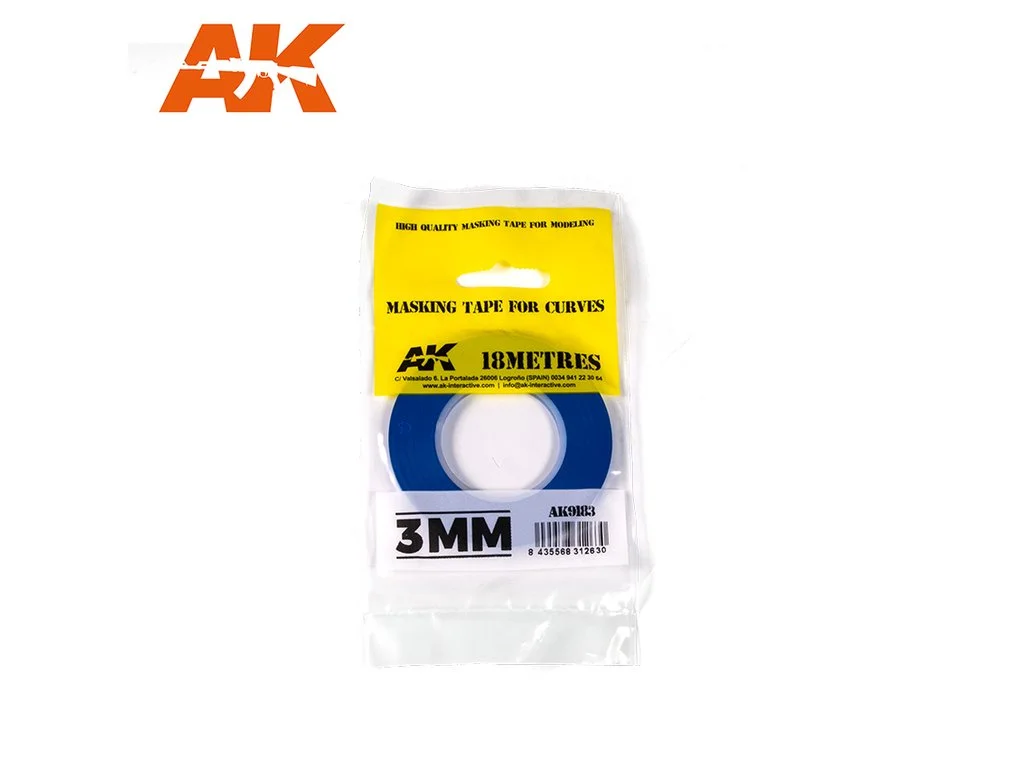 AK Interactive AK9183 modrá maskovací páska na křivky 3 mm