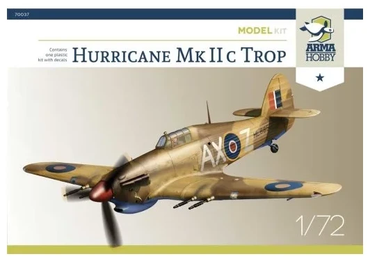 Krabice stavebnice Arma Hobby 70037 Hurricane Mk IIc trop v měřítku 1/72