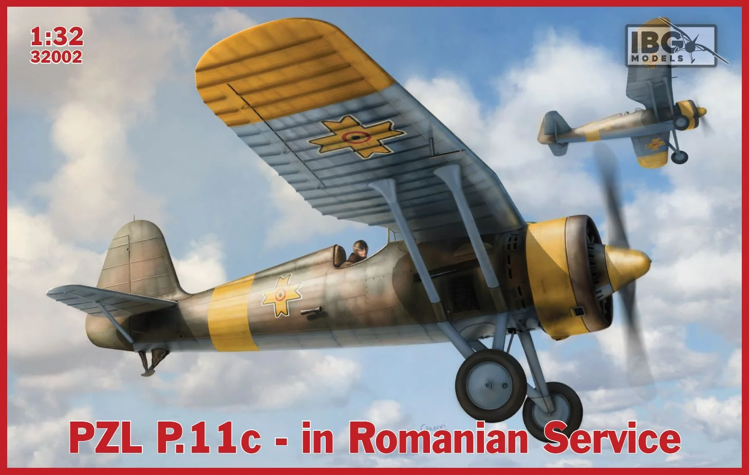 Krabice stavebnice IBG Models 32002 PZL P.11c v rumunských službách v měřítku 1/32