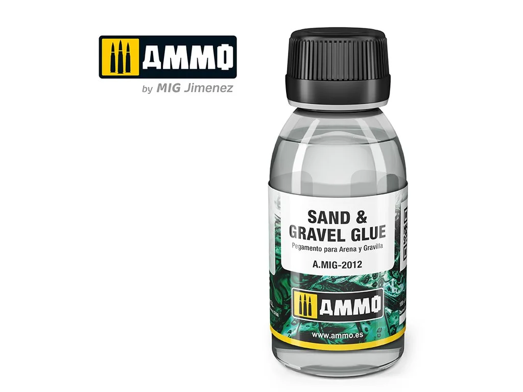 Lahvička lepidla AMMO Mig A.MIG-2012 Sand & Gravel Glue na písek a kamínky, 100 ml