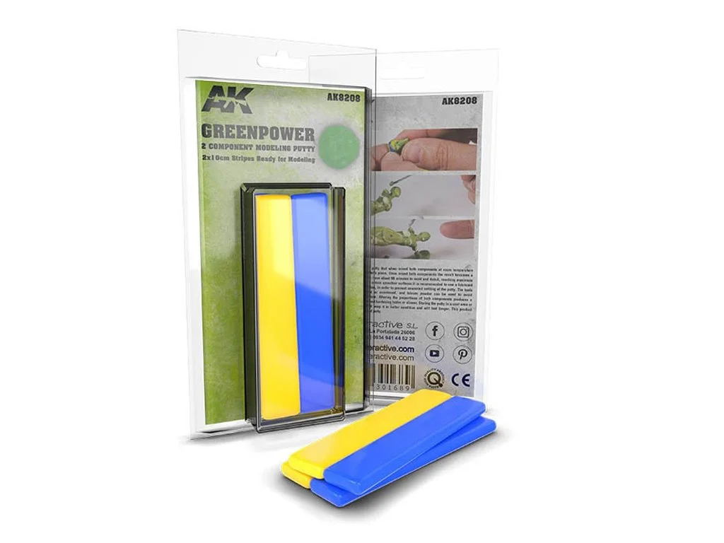Dvousložkový epoxidový tmel AK Interactive AK8208 Green Power, balení 2 × 10 cm