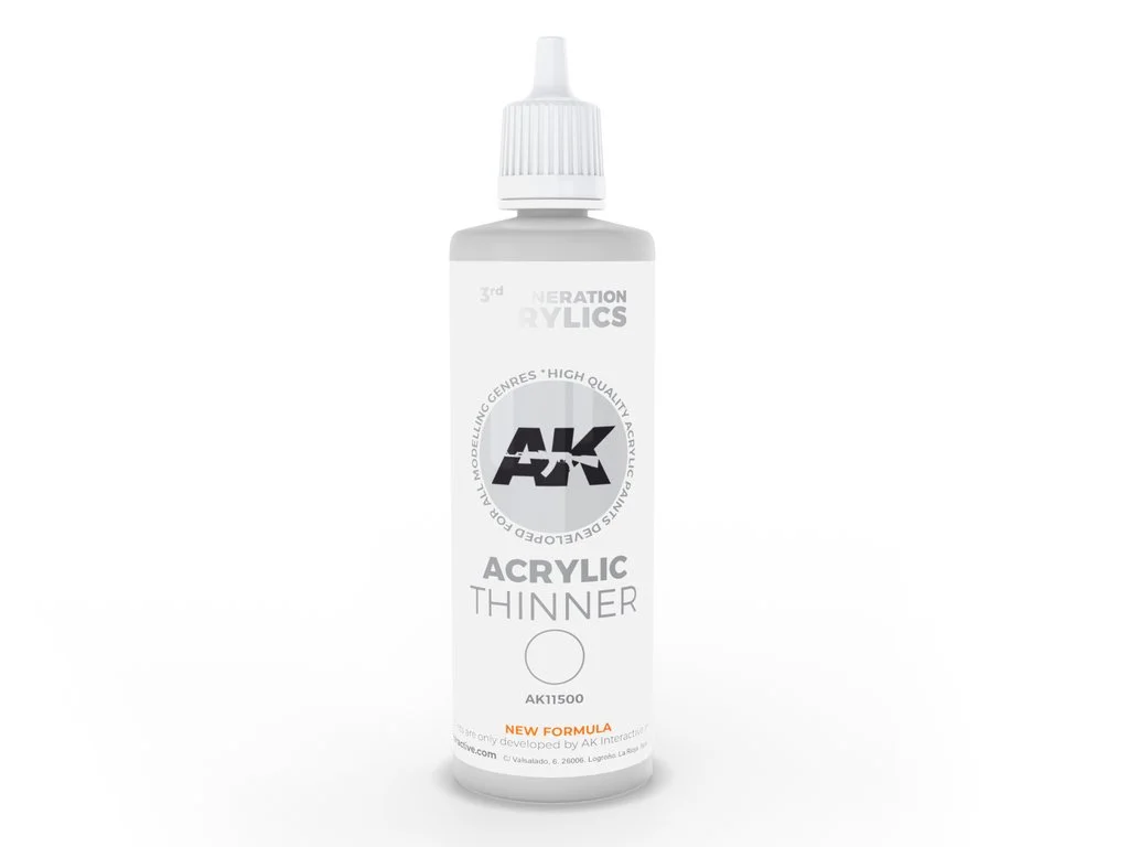 Lahvička ředidla AK Interactive 3GEN AK11500 Thinner pro akrylové barvy, 100 ml
