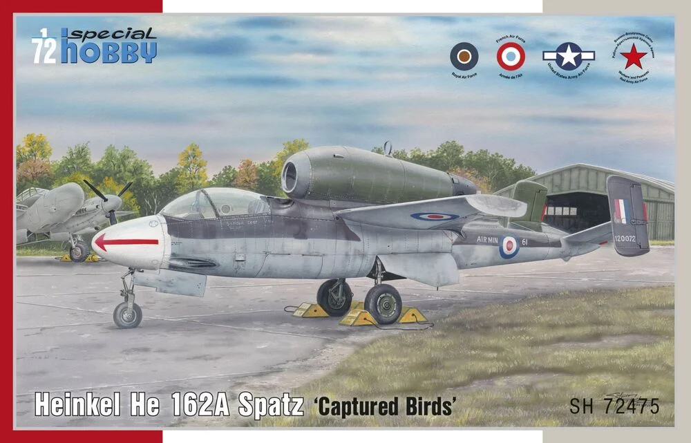 Stavebnice Special Hobby SH72475 Heinkel He 162A Spatz Captured Birds v měřítku 1/72