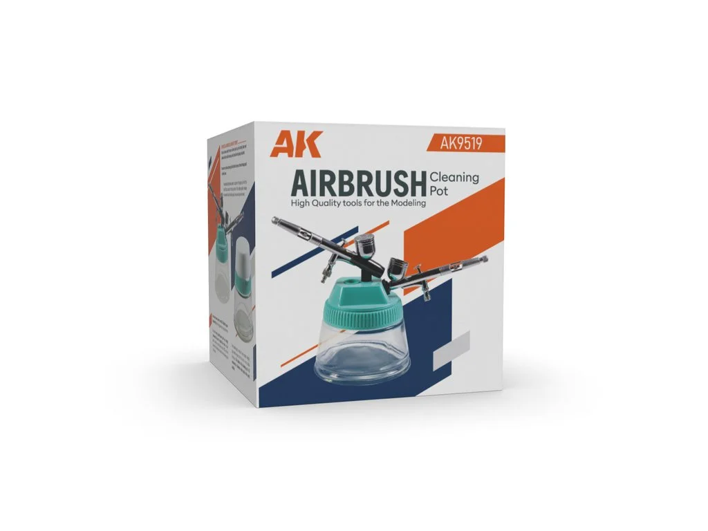 Čisticí nádoba pro airbrush AK Interactive AK9519 – skleněná nádoba s plastovým víkem
