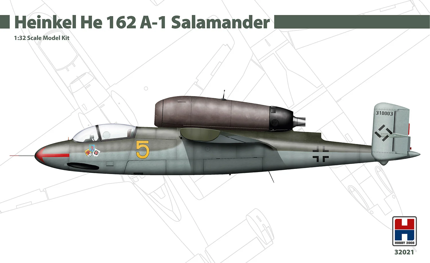Krabice stavebnice Hobby 2000 H2K32021 Heinkel He 162 A-1 Salamander v měřítku 1/32